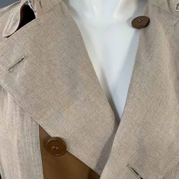 DIOR HOMME SS12 Size 34 Beige Linen Hidden Buttons Trenchcoat - Picture 5 of 10